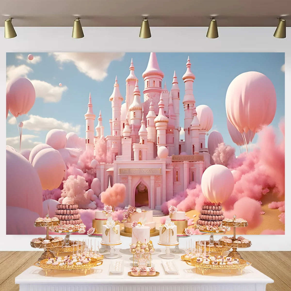 Flower Fairy Tale Rainbow Castle Theme Dream Princess Birthday Party Background Decoration Girl Baby Bath Photography Background