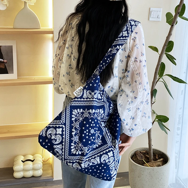 

Leopard Print Woman Bags High-Capacity Women'S Shoulder Bag Ethnic Style Totems Canvas Shopper Bag Fashion Versatile White Brown