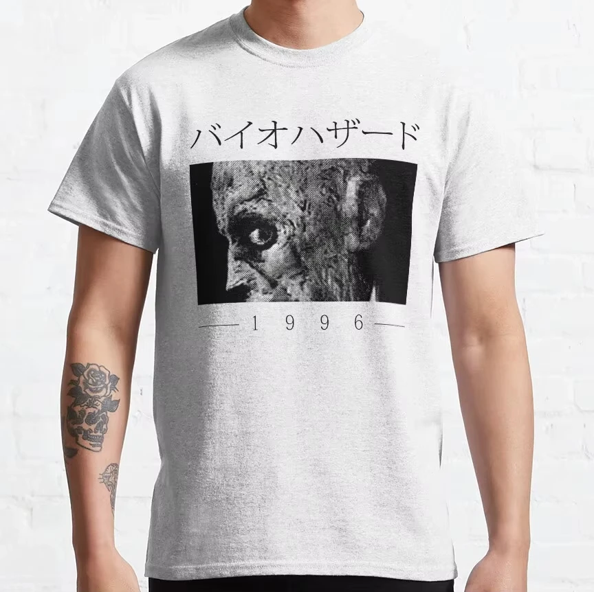 Horror game movie resident evil 1996 graphics 100%Cotton unisex shirt 2026 Summer New Men's fashion Y2k Short sleeve Tshirt