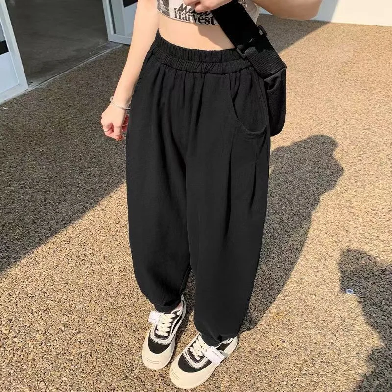 Petit pantalon de travail pour femme, bouffant ample, décontracté, neuf points