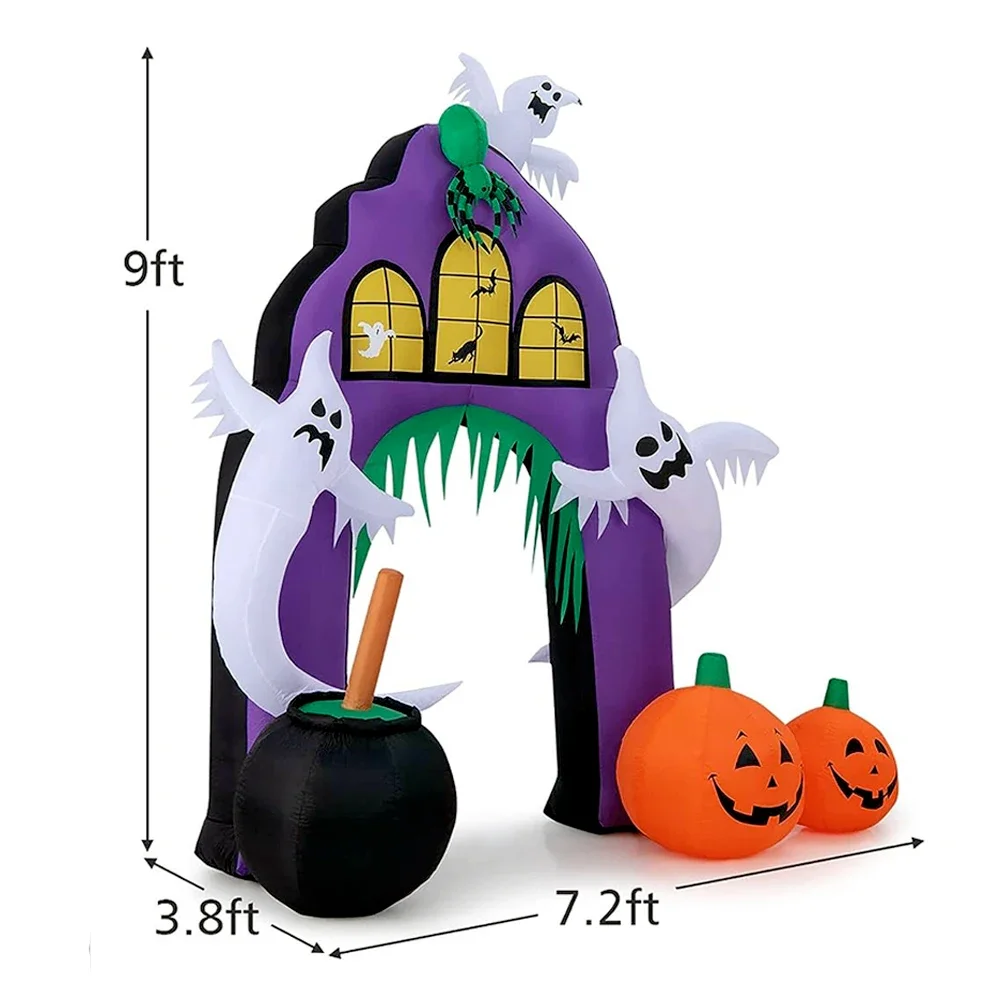 Purple House Arch Halloween Decoration Party Props Outdoor Indoor Halloween Electric Inflatable Toys Courtyard Decoration