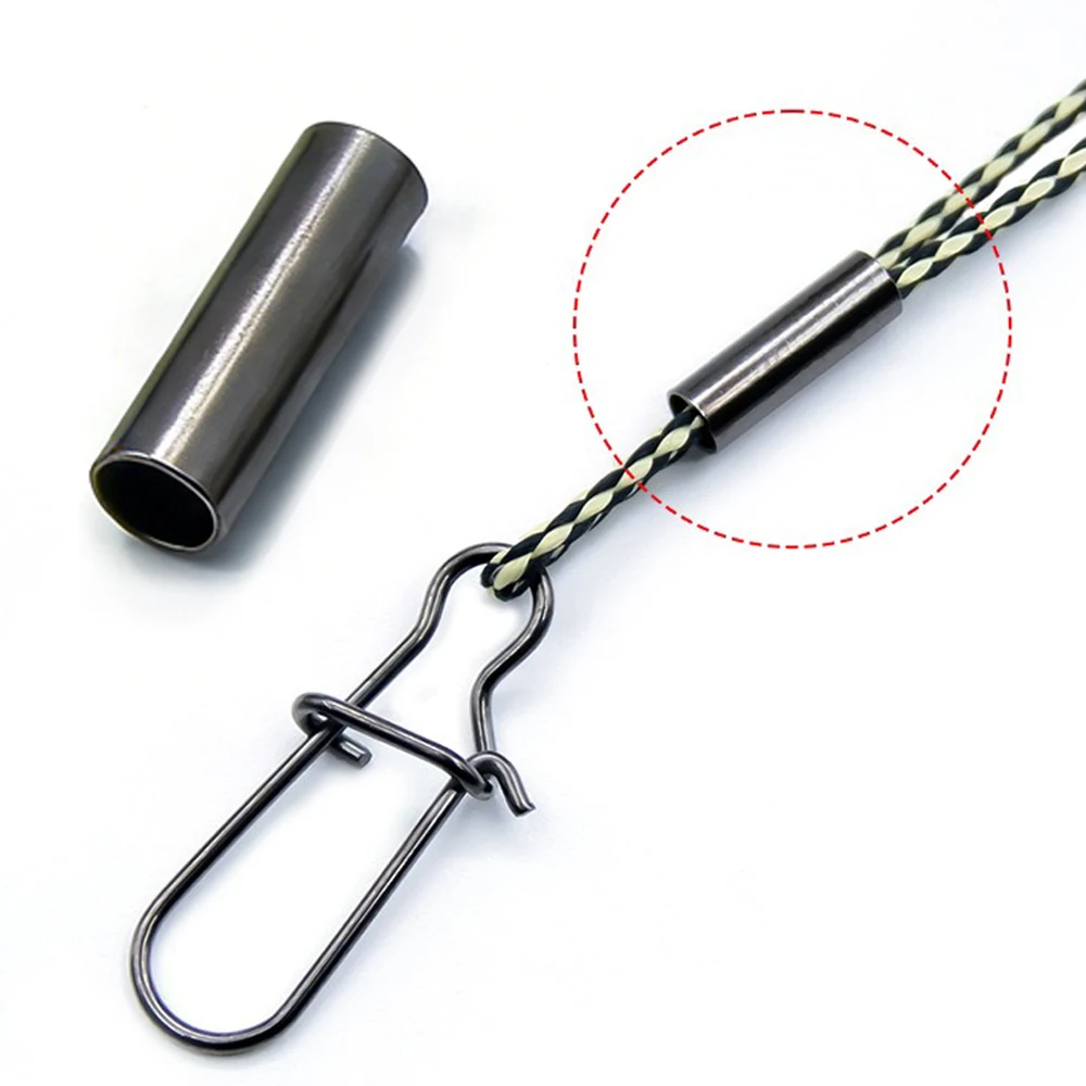 100 Stück/Box Kupfer-Crimphülsen, Runde Loop-Hülsen für Drahtvorfächer, Angelausrüstung, Schnurverbinder – Detail 3
