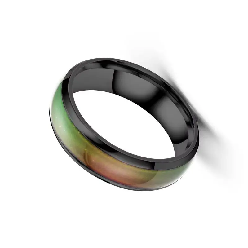 

2026 Stainless Steel Mood Ring for Women Men Couples - Changing Color Temperature Ring Fashionable Emotional Jewelry Gift