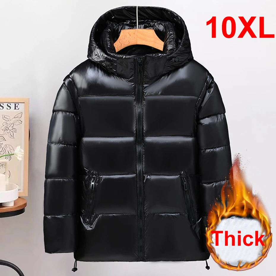 Winter Padded Jacket Men Waterproof Parkas Detachable Sleeves Jacket Coat Plus Size 10XL Fashion Winter Thick Jacket Windbreak