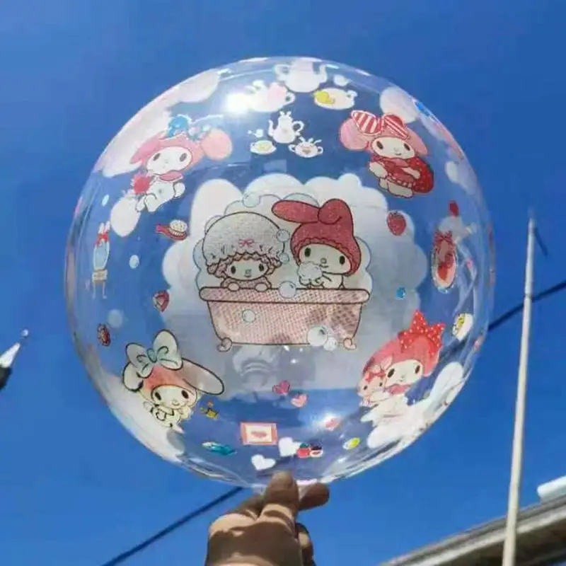 5 pz 24 pollici Sanrio cuore circolare Double Sided trasparente Wave Ball Outdoor Public Square Balloon decorazione di compleanno per bambini