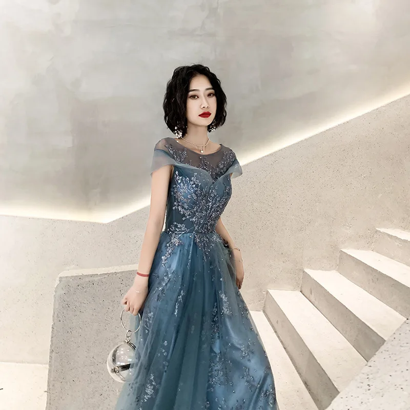 

Long wedding annual meeting host fairy dress feminine 2024 new dream temperament heavy industry banquet evening dress