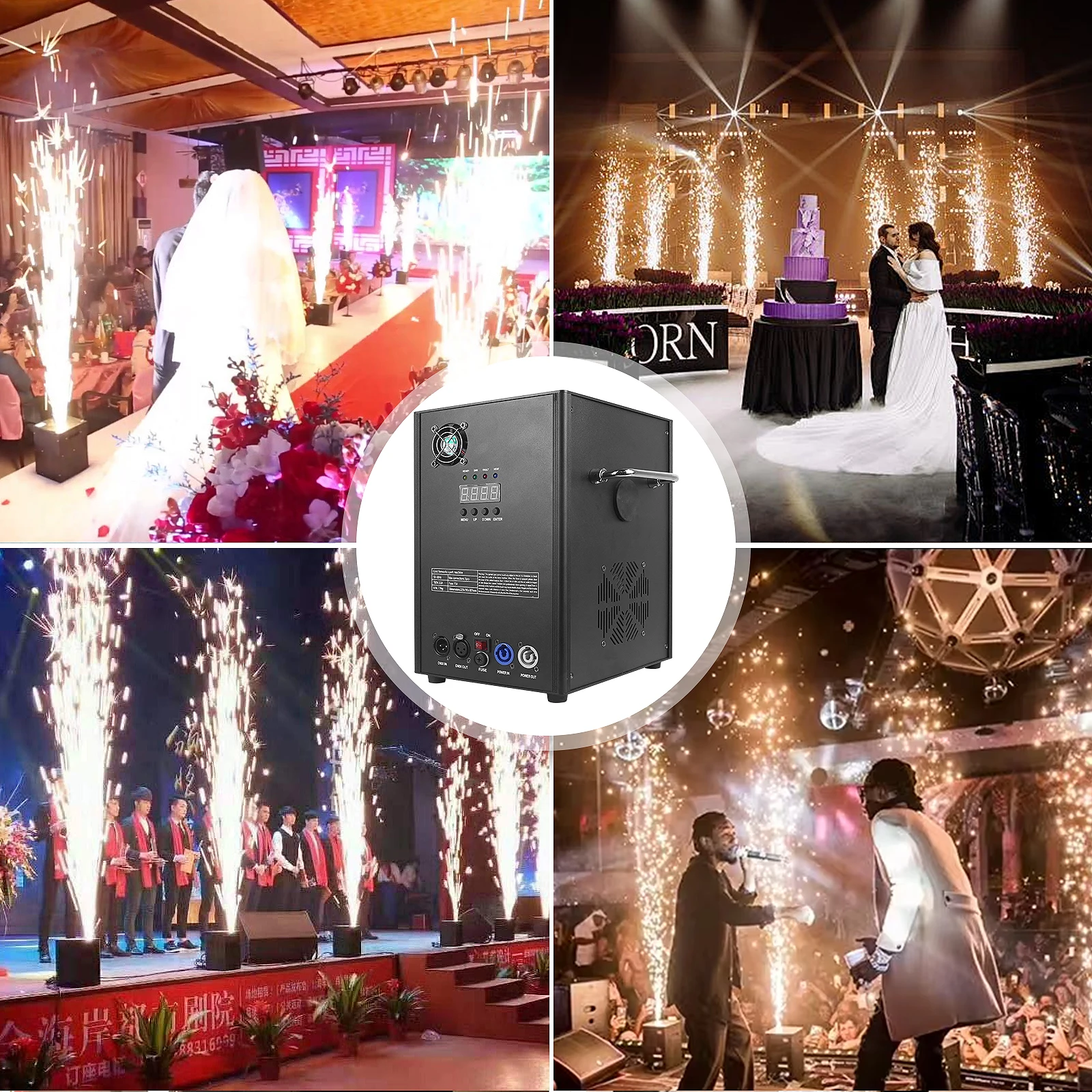 Imagem -02 - Máquina de Faísca Fria para Casamento Fogos de Artifício Frio Fonte de Fogos de Artifício Efeito de Palco Equipamento Pirotécnico 500w 700w