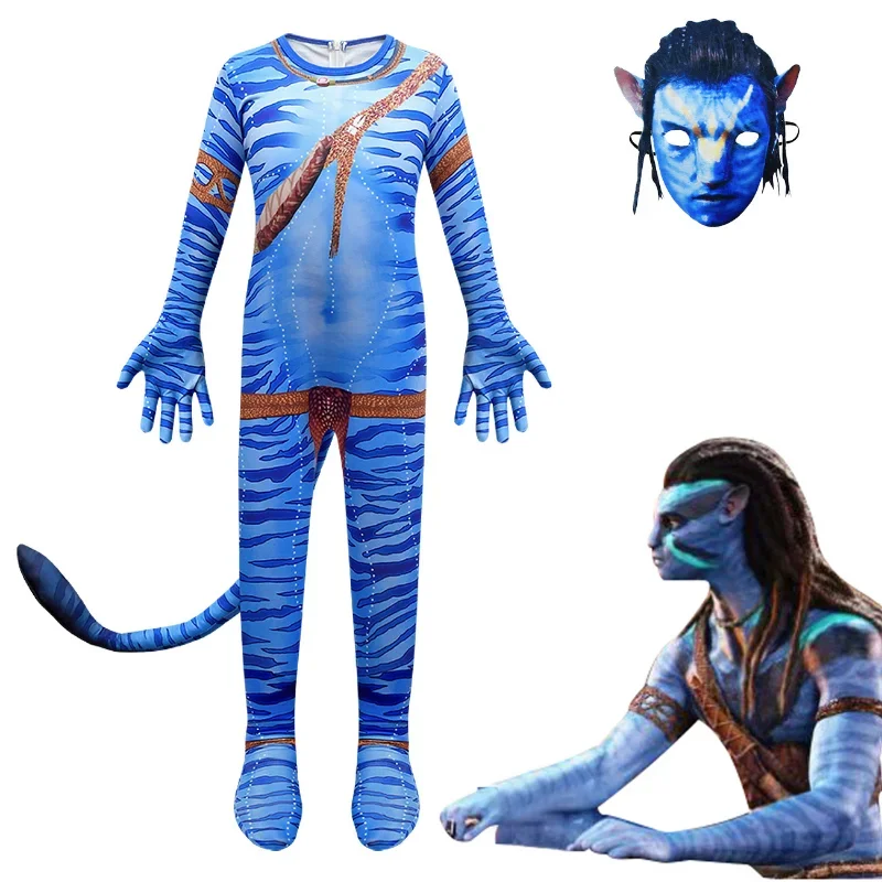 Avataring The Way of Water Alien Cosplay 3D Jumpsuit boys Girl Kids Avataring 2 Cosplay Costume Halloween Party Bodysuit clothes