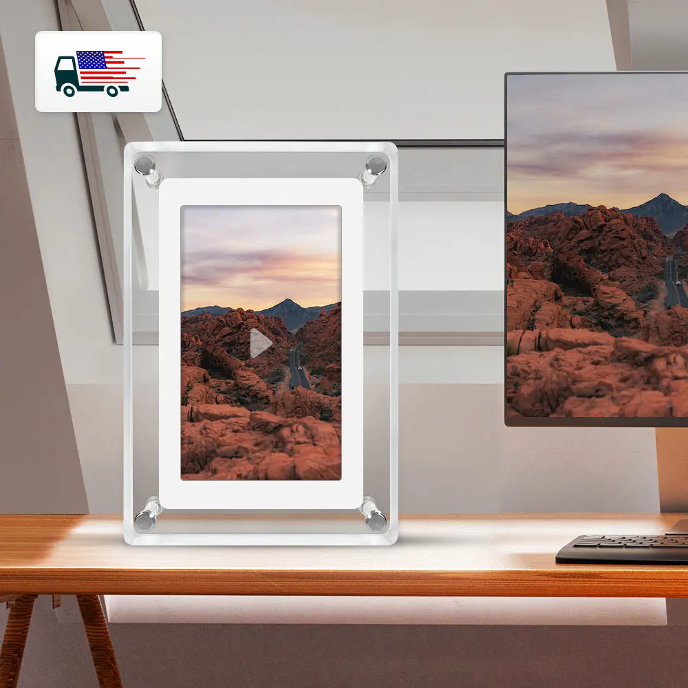 Wholesale 5 Inch IPS Screen Picture Nft Acrylic Video Transparent Digital Photo Frame Display Digital Frame Photo Acrylic