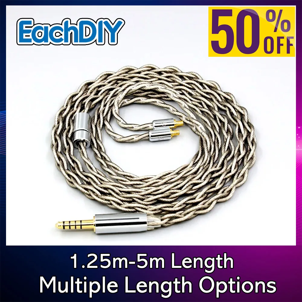 ATH-CKR100 CKR90 CKS1100 CKR100IS CKS1100IS 7918 용 99% 순수 실버 그래핀 실버 도금 Litz Shield 이어폰 케이블