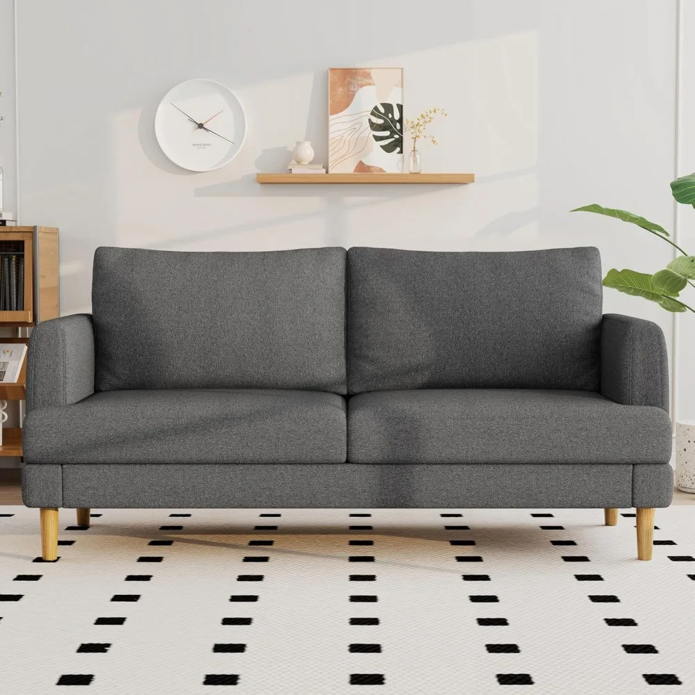 

70" Modern Loveseat Sofa with USB Type-C Ports, Linen Fabric 2-Seater Deep Seat Couch, Cozy Small Couch Sofa