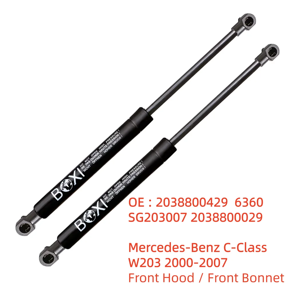 BOXI 2Pcs Front Bonnet Gas Spring Shock Lift Support 2038800429 For Mercedes-Benz C-Class W203 2000 - 2007 Saloon Lift Struts