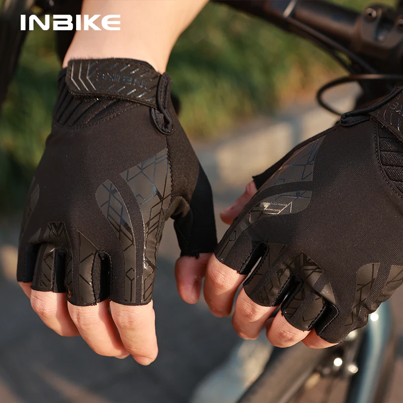 INBIKE Half Finger MTB Cycling Gloves Summer Bicycle Riding Gloves Palm PadReflective Men Mountain Road Bike Gloves Accessories