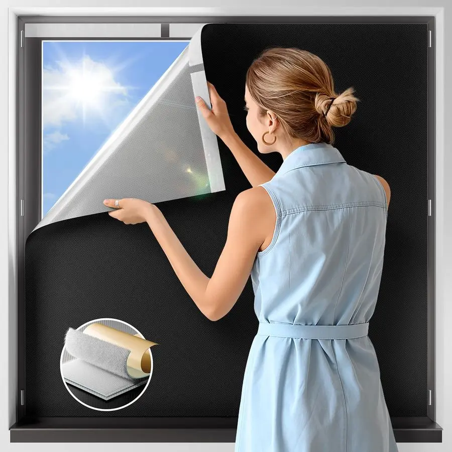 

100% затемняющие шторы для спальни, затемняющие жалюзи без сверления с улучшенной лентой на липучке, портативные затемняющие шторы для Wi-Fi