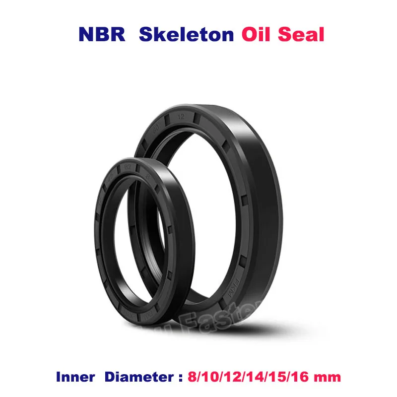 

TC Black Skeleton Oil Seals Ring ID 8/10/12/14/15/16mm NBR Rotary Shaft Gasket Nitrile Double Lip Seal Shaft Oil Seal FB TG4