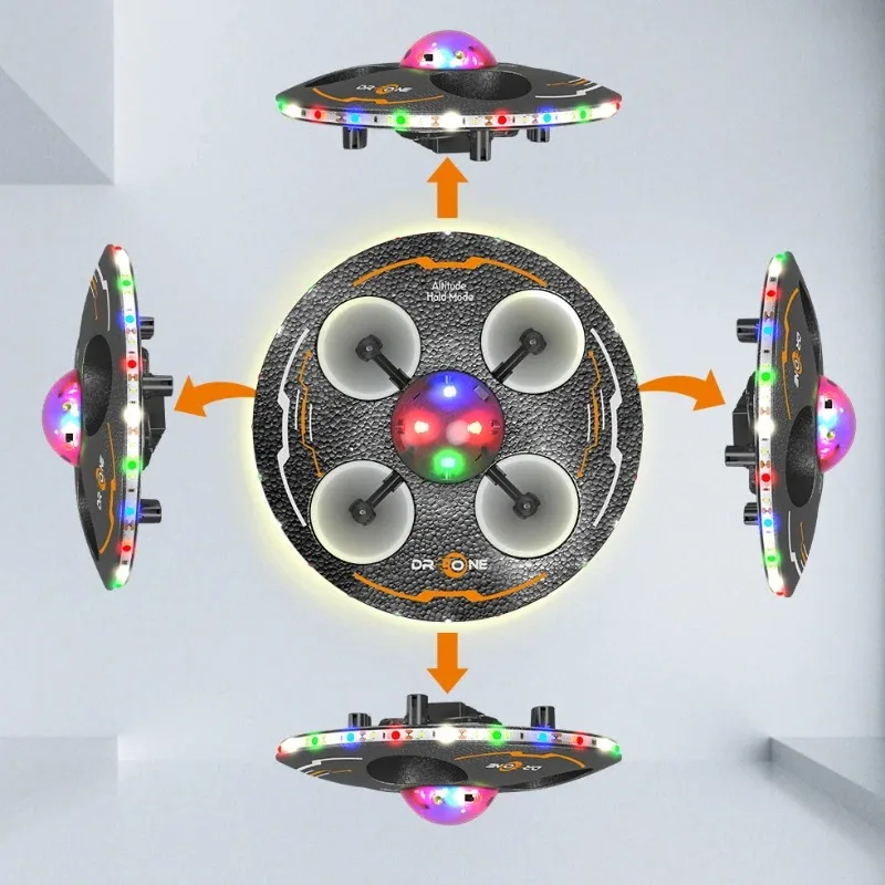 RC UFO Drone, 4-osiowy latający spodek ze światłem \ 3 baterie, piankowy materiał zapobiegający upadkowi, kontrola indukcji, gorąca zabawka, quadcopter dla dzieci