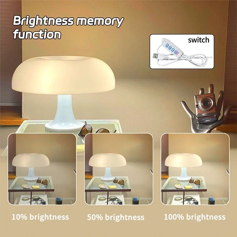 Imagem -05 - Simples Led Cogumelo Table Lamp Atmosfera de Laranja Desk Lamp Cabeceira Night Light Mesa Quarto e Sala Decor