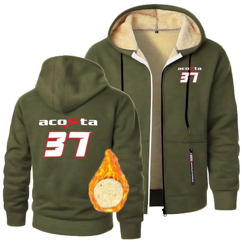 بيدرو أكوستا 37 دراجة نارية متسابق سباق بلوزات الشتاء رشاقته امبسوول سترة رجالي سستة هوديس معطف الوزن الثقيل أبلى #1