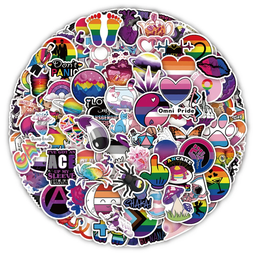 10/30/60/126PCS Nonbinary Pansexual Transgender Bisexual Asexual Pride LGBT Stickers DIY Bike Skateboard Fridge Funny Sticker