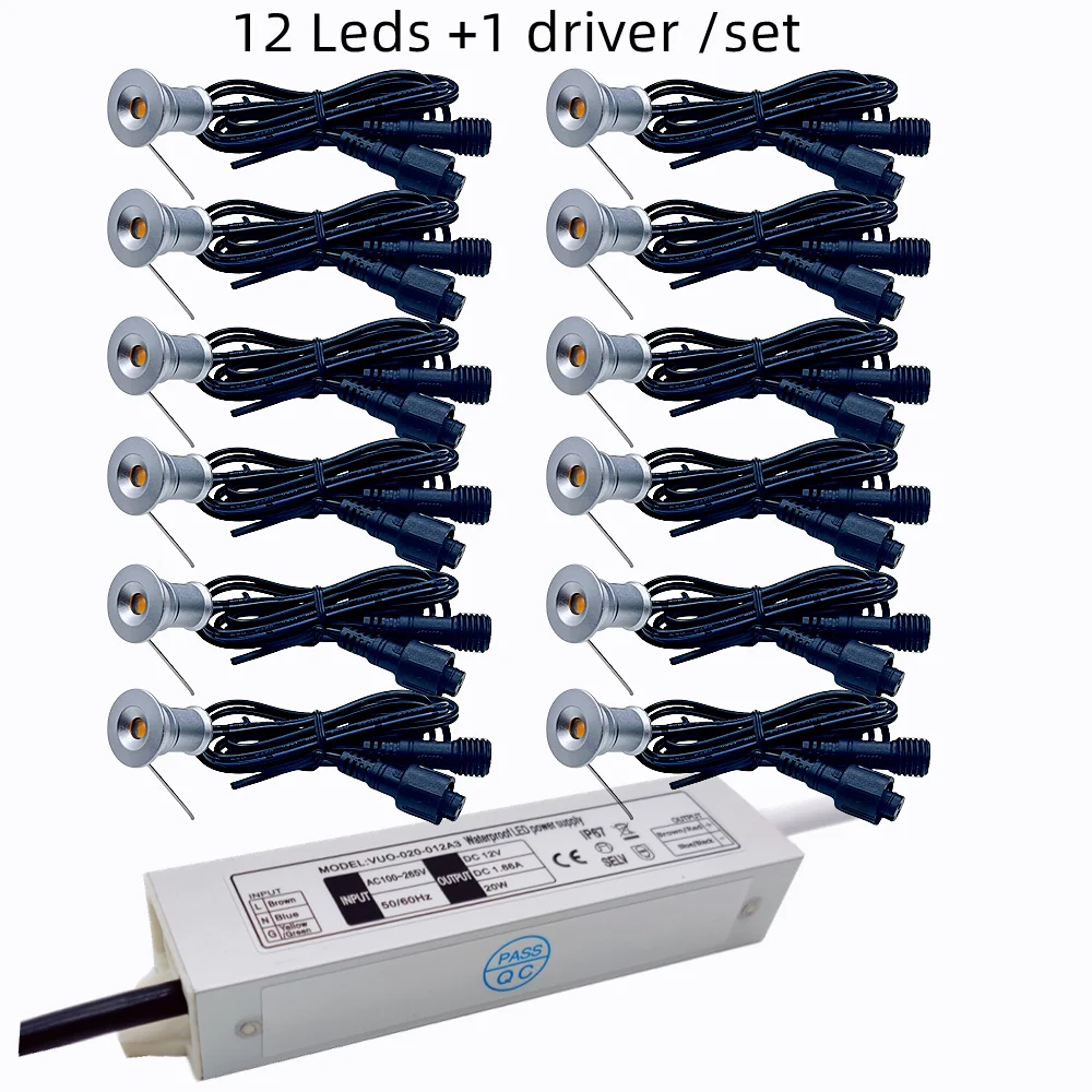 Mini LED Deklicht IP67 Waterdicht 15mm Tuintrap Ondergrondse Gloeilamp 12V Buitentrap Landschap Verlichting AC220V 110V