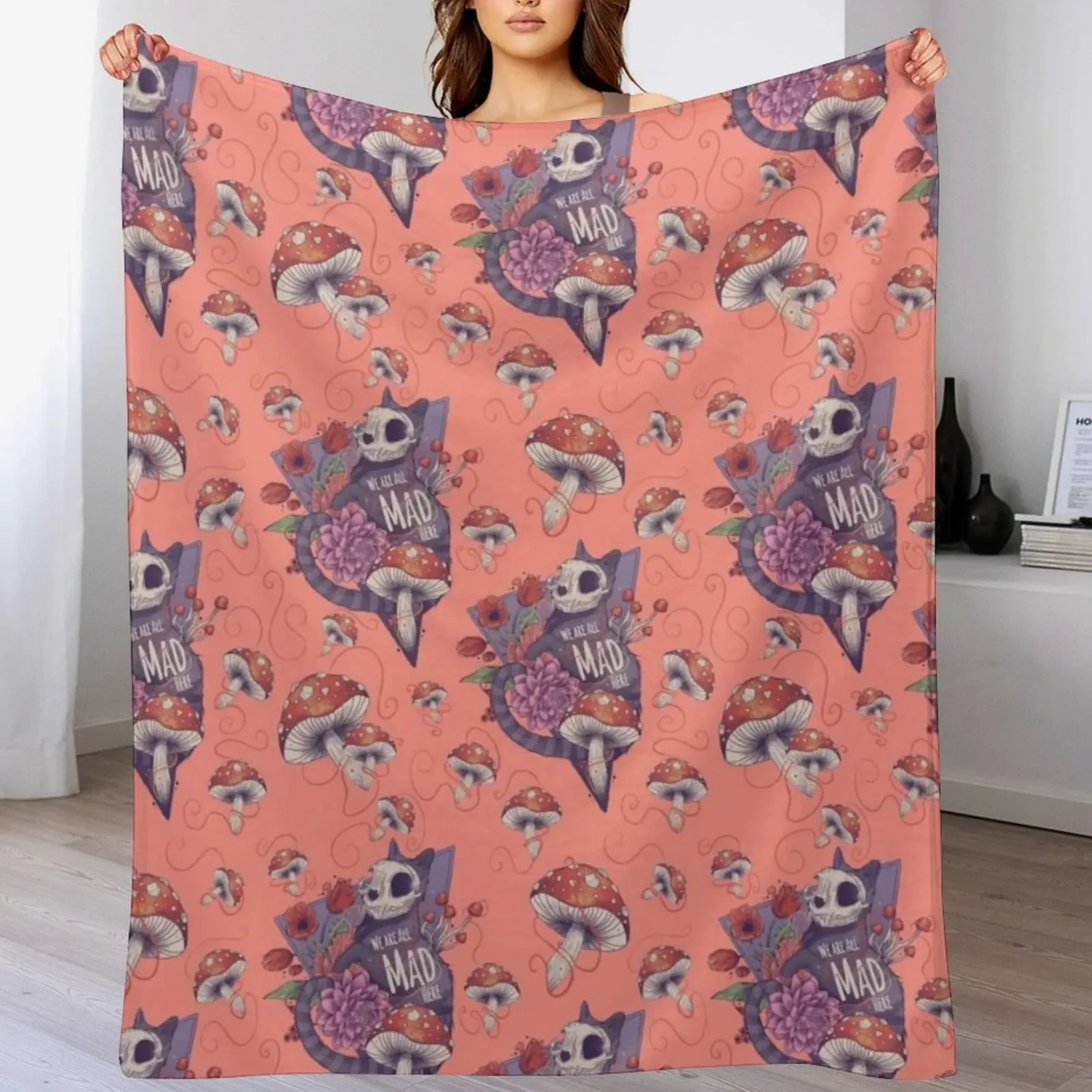 

We are all mad here Throw Blanket Thin Beautifuls Plaid on the sofa Hairy Blankets