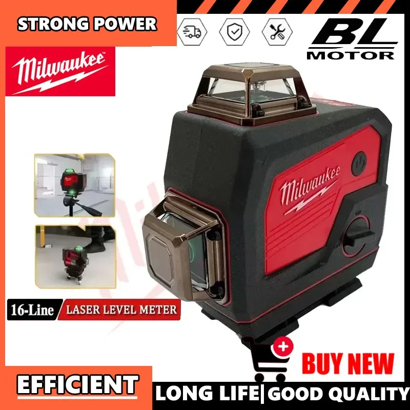 

Milwaukee for 16 Lines Laser Level Meter Horn Function 360° Horizontal And Vertical Cross Green Light Self-Leveling Tool
