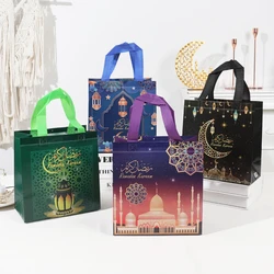 4pcs Eid Mubarak Non-woven Tote Bag For Ramadan Kareem Party Gift Packaging Decoration Islamic Muslim Holiday Candy Cookies Bag