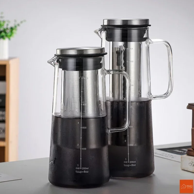 Reusable Detachable Cold Brew Coffee Pot Set Coffee Maker Dual Use Filter Coffee Tea Pot Espresso Ice Drip Maker Glass Pots