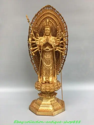 

16.1" Old Tibet Bronze Gilt 1000 Arms Avalokiteshvara of Goddess Guan Yin Statue