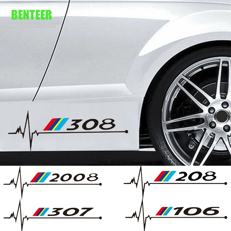 1Lot Car Side Sticker For Peugeot 106 107 108 206 207 208 306 307 308 407 508 2008 3008