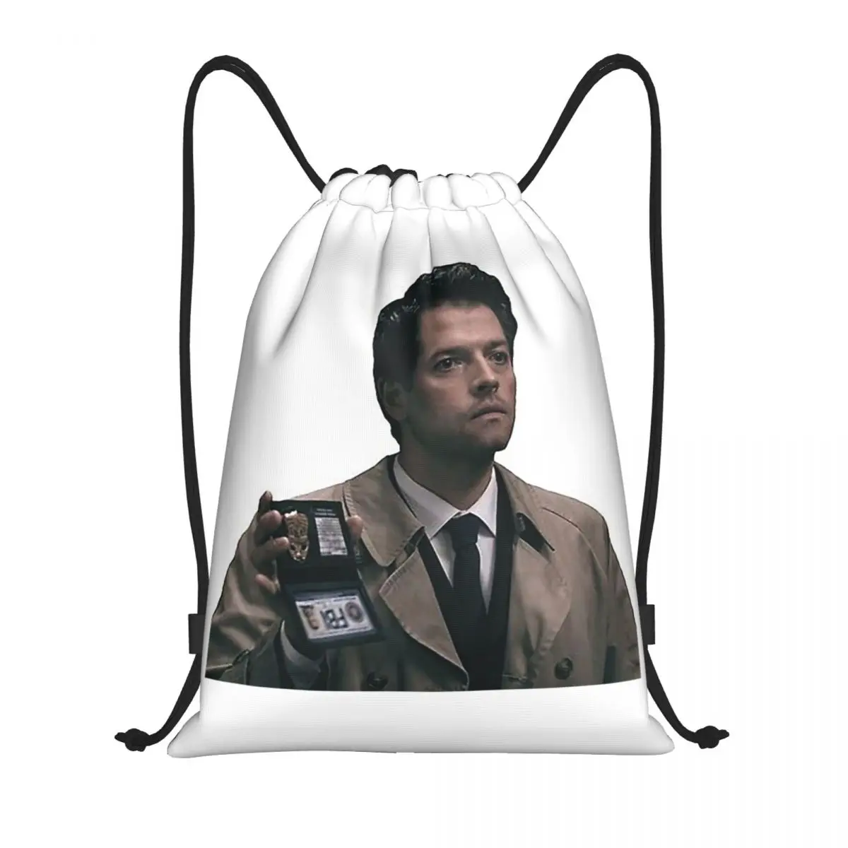 

Castiel FBI Badge Backpacks Portable Drawstring Bags Sports Bag Book Bags for Travel Students