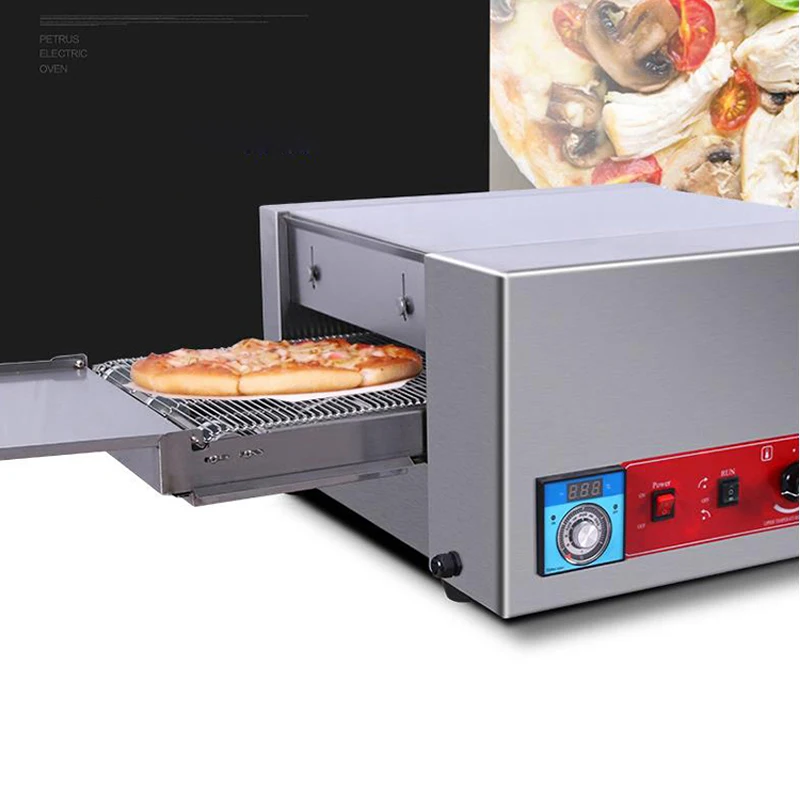 Elektrický běžící pizzu kamna komerční 12 palec pizzu sporák kamna velký dávkovač dort chléb pizzu vytváření stroj