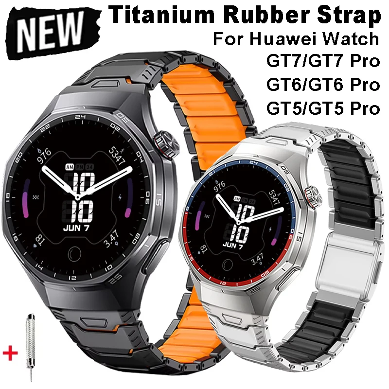 Magnetic Band 22mm for Huawei Watch GT7 Pro GT6 Pro 46mm 4/4 Pro Titanium Rubber Strap For Huawei Watch GT7/GT6/GT5/GT4/GT3 46mm