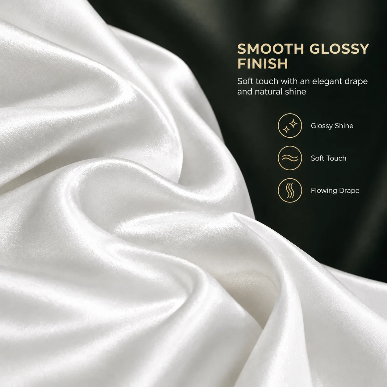 Two Glossy Satin Pillowcases, Luxurious and Silky Pillow Cases with Envelope Closure for Hair and Skin