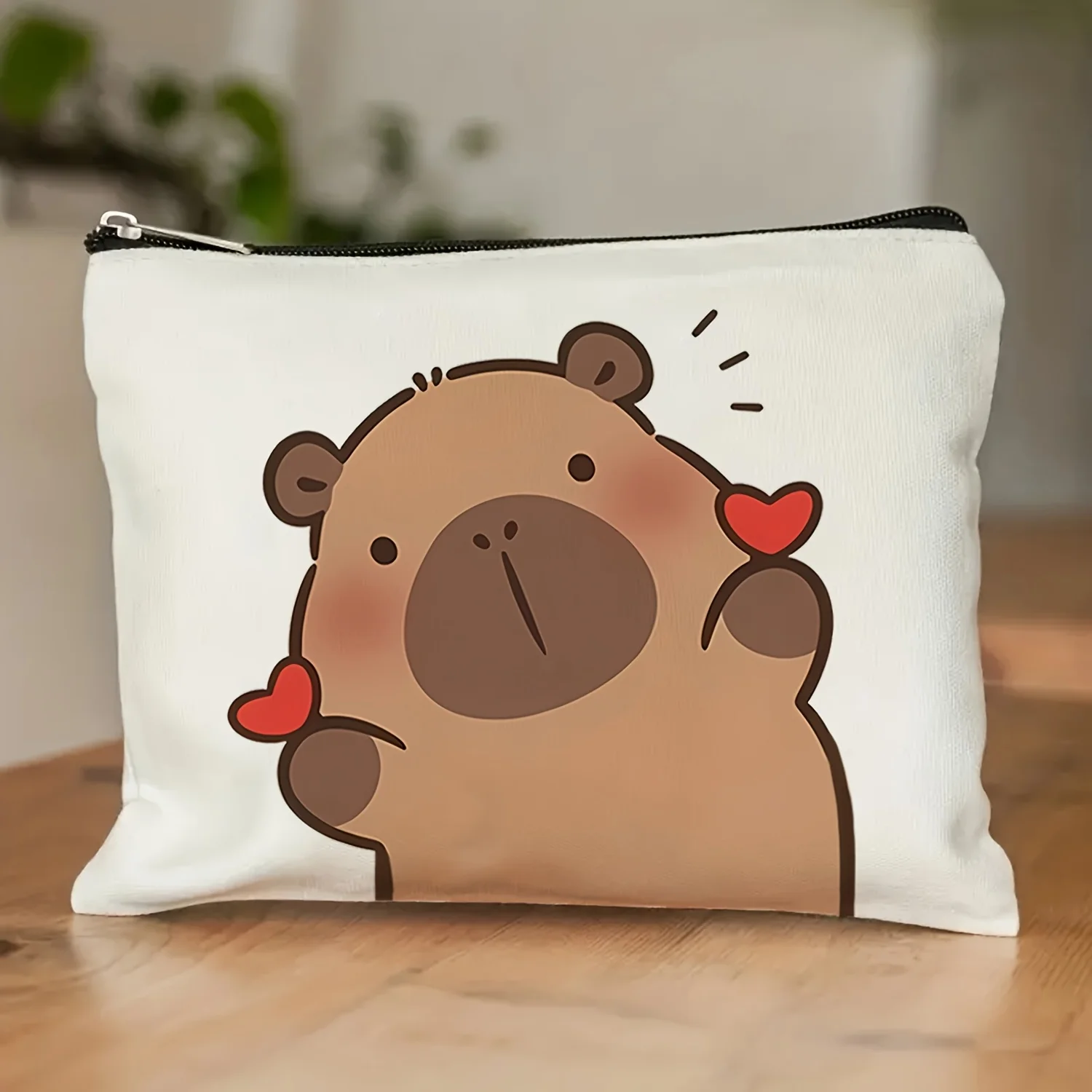 حقيبة مكياج كابيبارا - حقيبة لطيفة متعددة الوظائف بسحاب للنساء، حقيبة تخزين المجوهرات، حقيبة تخزين صغيرة مثالية للسفر بسحاب