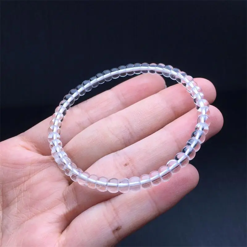 

5.2MM Natural Clear Quartz Bead Bracelet Gemstone Crystal Healing Round Bead Bracelet Women Men Fine Jewelry Gift 1PCS
