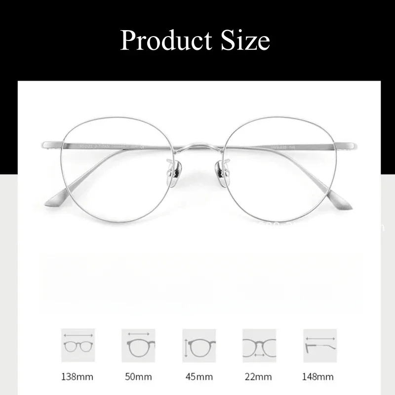 OLLYMURS Retro Pure Titanium กรอบแว่นตาผู้ชายผู้หญิง Ultralight Luxury Optical Prescription กว้างกรอบแว่นตาแว่นตา