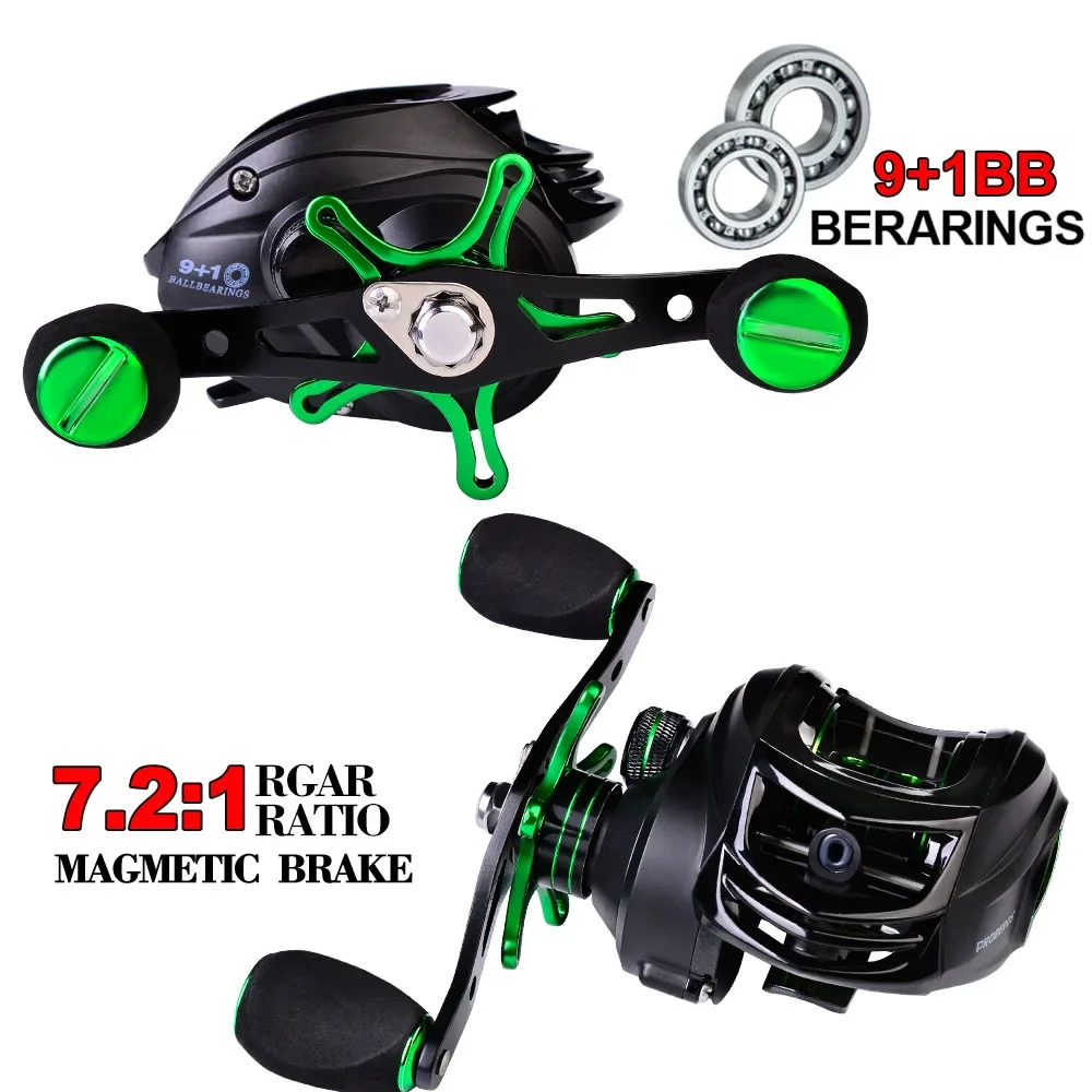 Baitcasting Reel 7.2:1 Gear Ratio Fishing Wheel Magnetic Brake System Fishing Reel 8KG Max Drag Reinforced Reel Outdoor DW135