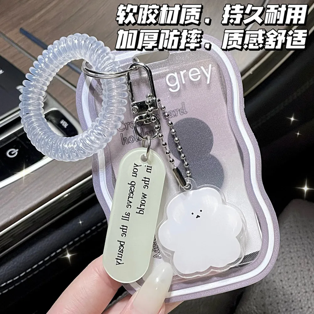 Korea Wave Photocards Protector Cover Card Holder Case Keychain Transparent Photo Sleeves Bag Pendant Anti-loss Chain Gift Girl