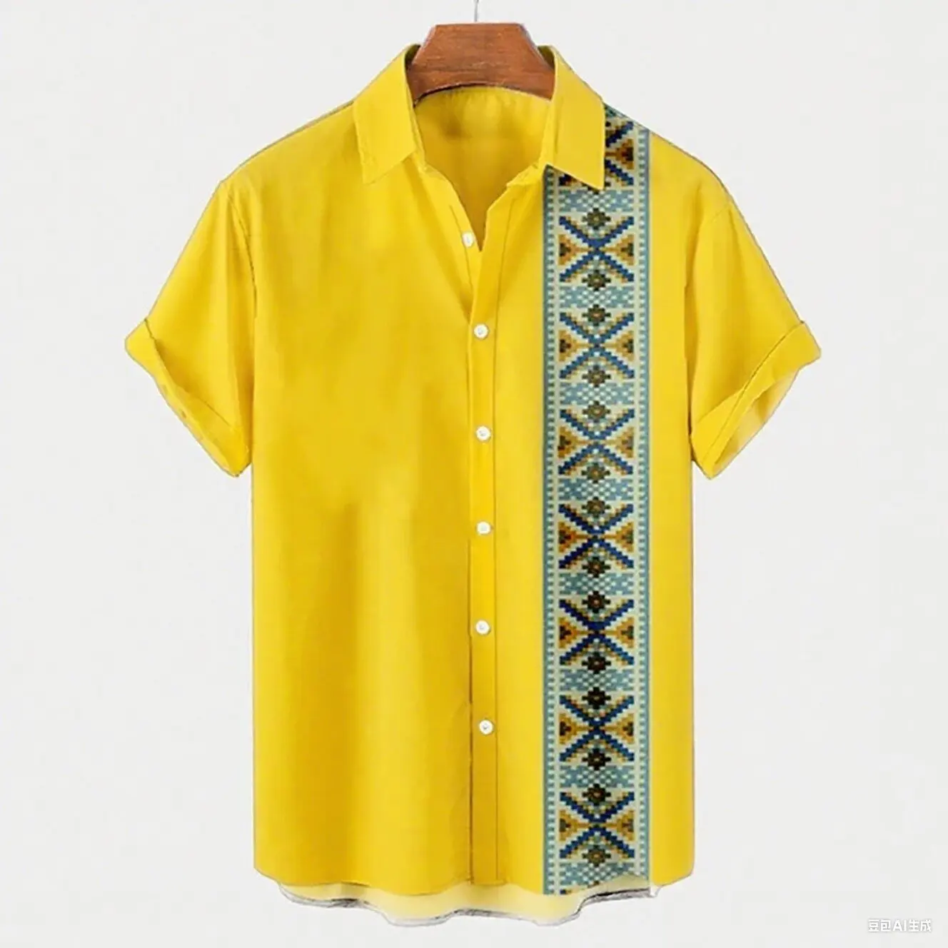 

Men's Simple Retro Ethnic Style 3D Printed Shirt Lapel Short Sleeve Casual Beach Light Breathable Fashion Business Shirt Top