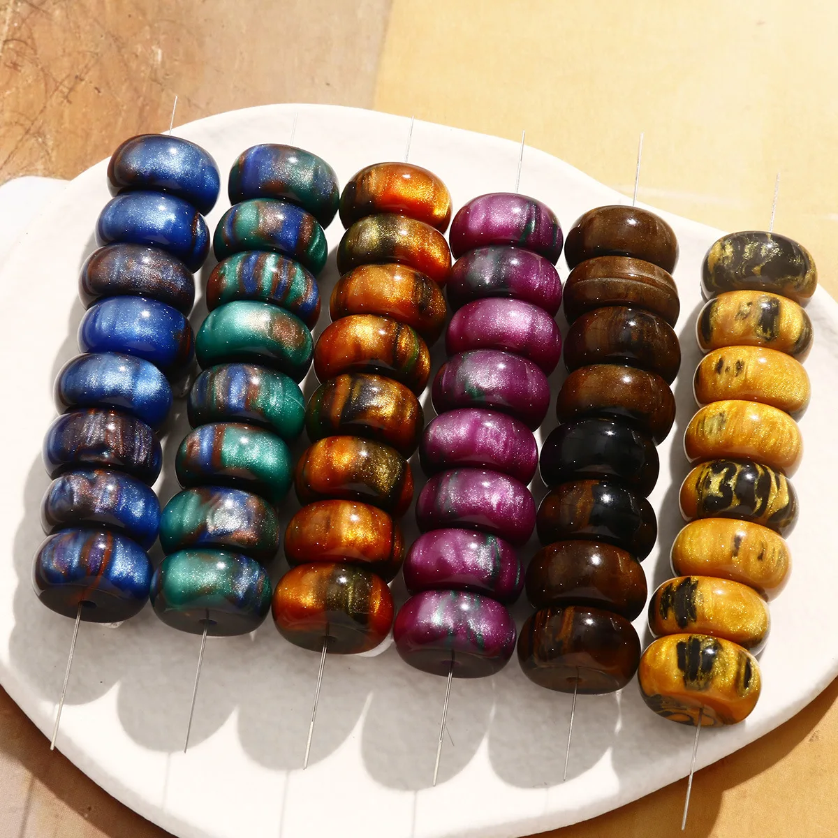 

Wholesale 50pcs/lot 17mm color pattern print geometry abacus shape resin beads diy jewerly earring/bracelet/garment accessory