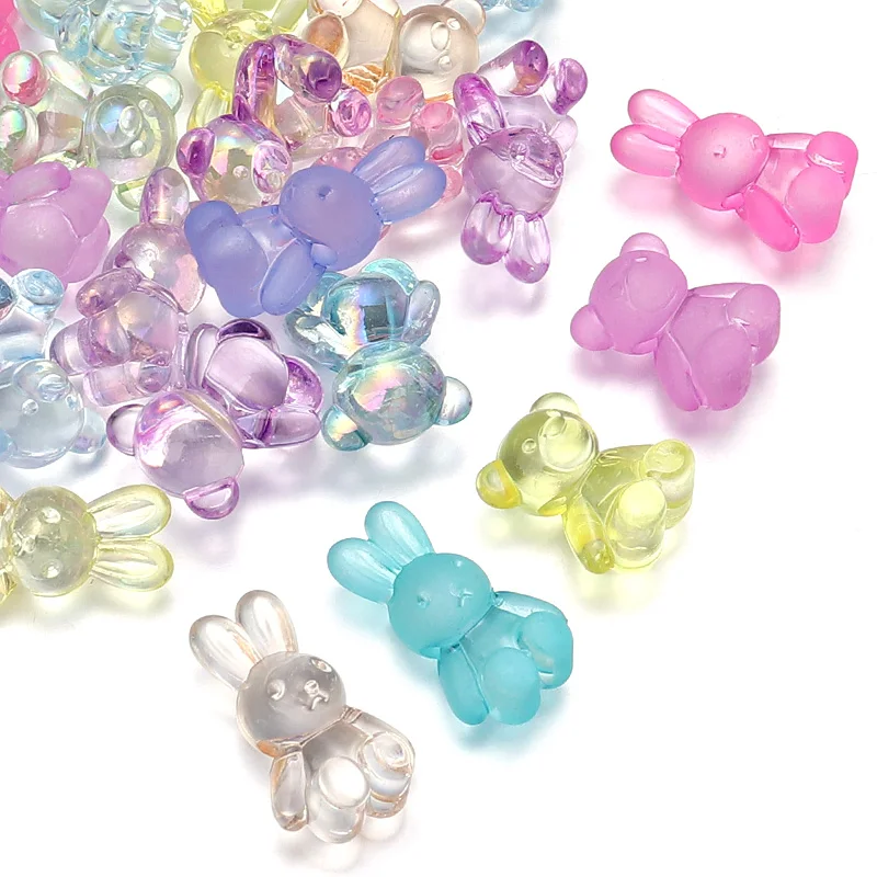 18x15mm Acrylic Bear Beads 30PCS Frosted Transparent for Jewelry Making Bracelet Necklace DIY Hair Rope Accessories