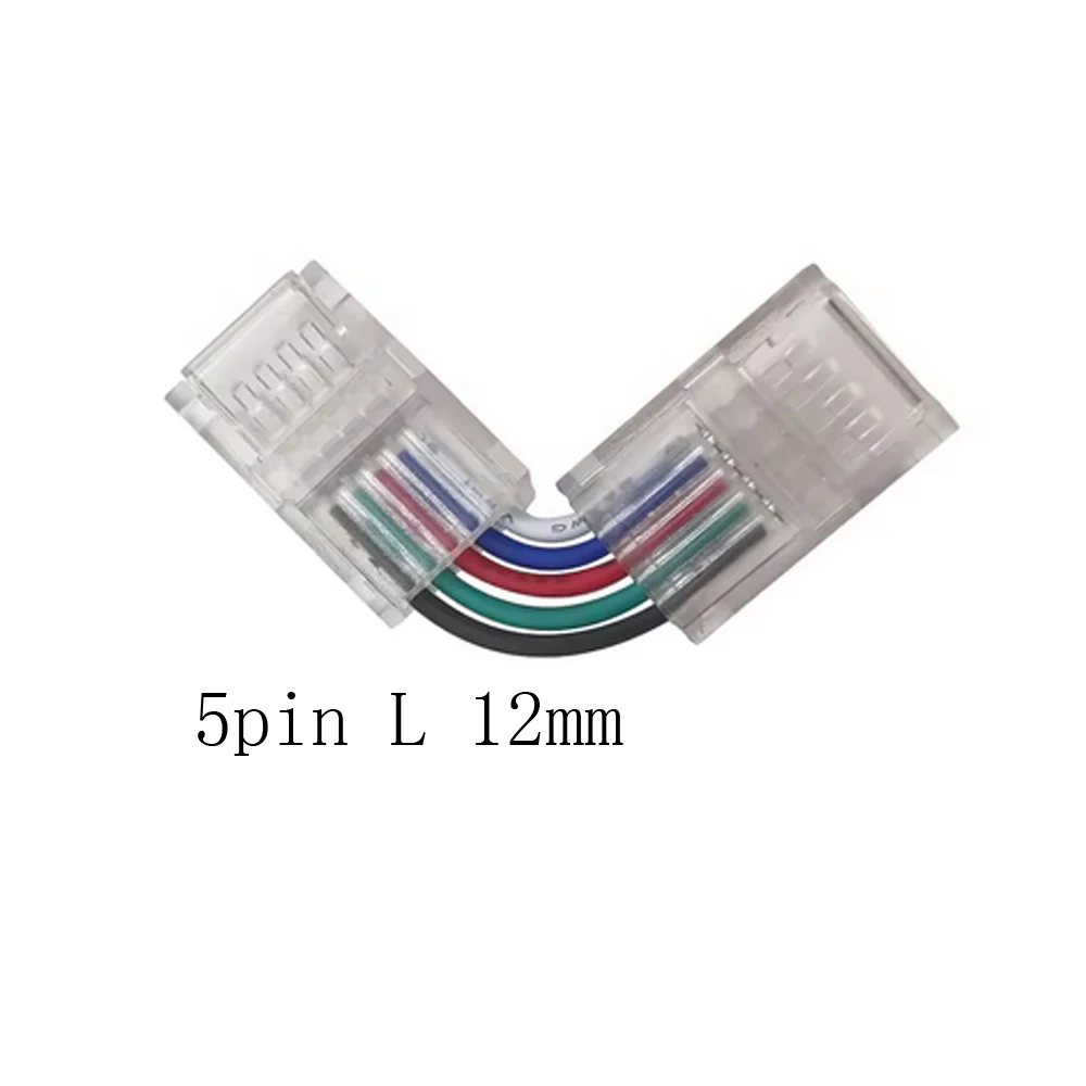 5pcs 90-Degree LED Light Strip Connector L-shape Free Soldering Transparent Width 8/10/12MM for 2Pin 3Pin 4Pin 5pin 6Pin SMD5050 5