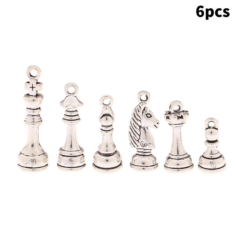 6Pcs/Set Charms Chess Knight Bishop Pawn Antique Pendant Fit Vintage Tibetan Bronze DIY For Handmade Jewelry Accessories