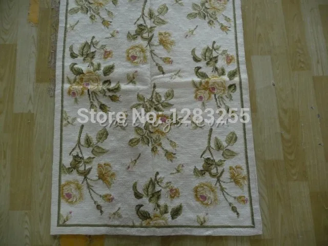 Vintage Needle-point Carpet Handmade Needlepoint Embroidery Home Decore Wool Knitting Carpets