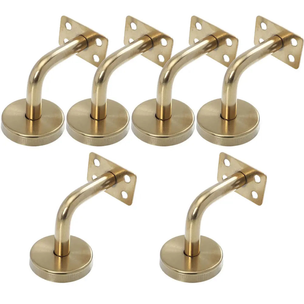 6Pcs Robust Stainless Steel Handrail Brackets Easy Mount Stair Rail Support Bracket for Indoor Stairs Shopping Mall Guardrail