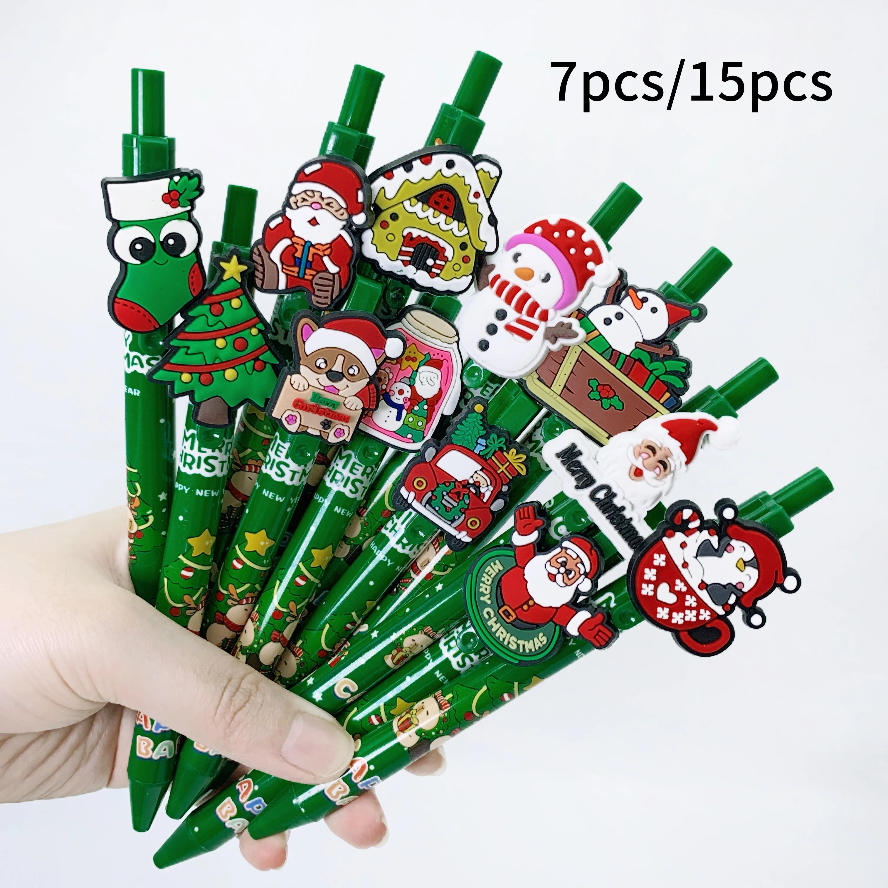 

7 шт./15 шт. зеленые рождественские подарочные ручки, креативные шариковые ручки в форме капибары