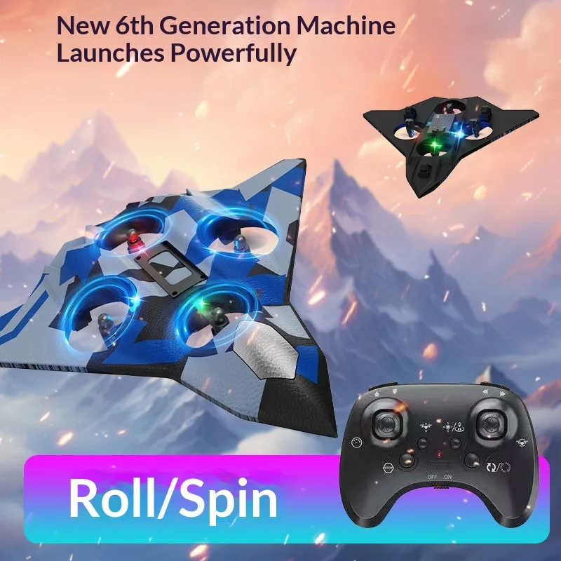 Durable Foam Four-Axis Remote Control Plane Fighter Aircraft Toy With Lights Crash Resistant Height Hold Drone For Children
