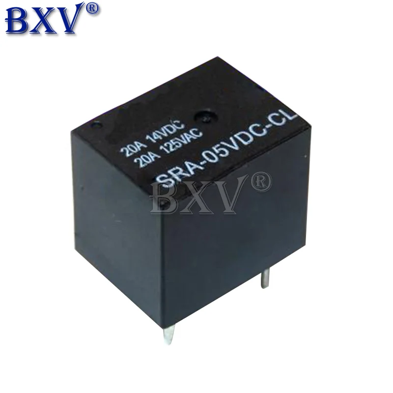 2PCS 5V 12V 24V 20A DC Power Relay SRA-05VDC-CL SRA-12VDC-CL SRA-24VDC-CL SRA-24VDC-AL 5Pin PCB Type Black Automobile Relay BXV