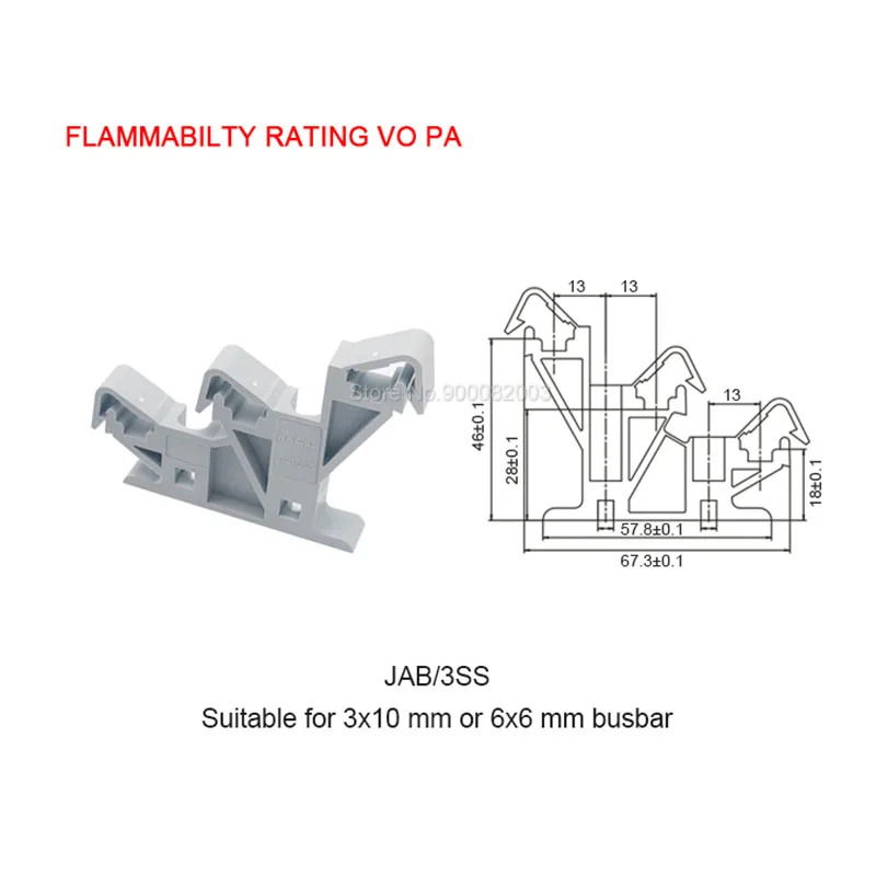 10Pcs AB3 SS Neutral BusBar Support Bracket Multi Level 3 Triple Layers Fixing Electrical Control Cabinet AB 3SS DIN Rail Holder